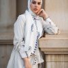 EMMA scarf Love Me White ,a white hijab with blue embroidery accents of pashmina and hearts.