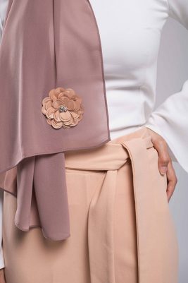 Embroidered salmon pink sequin flower on EMMA Hijab