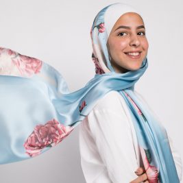 Square pic of EMMA Scarf Aqua Fleuri