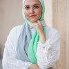 Hijabi Model in EMMA Scarf Apple Crunch in the colors of apple green and grey