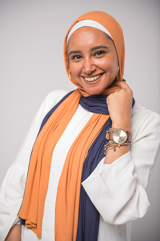 Pumpkin hijab color for warm skin tones