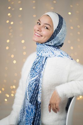 Navy Blue Chiffon Hijab by EMMA
