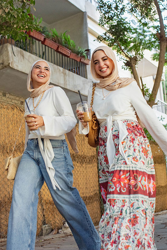 Millie Wrap Tee by EMMA. White shirt with hijab.