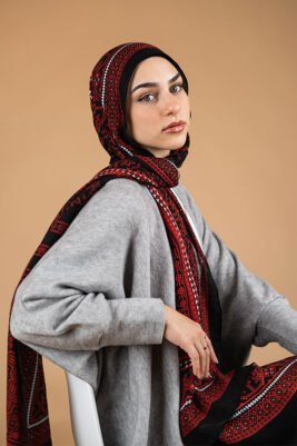 Turath in Modal by EMMA. Red and Black Hijab.